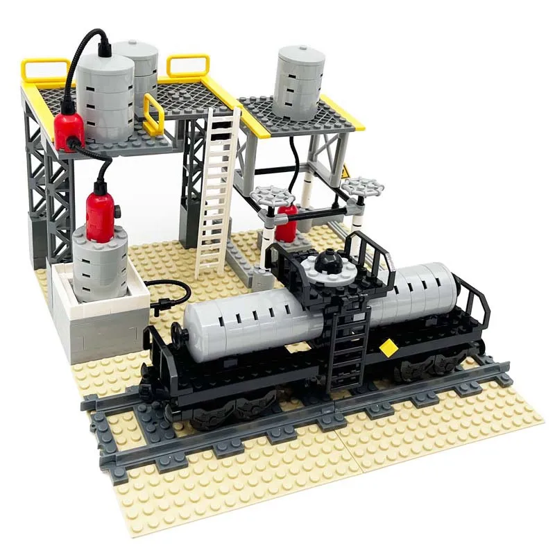 

Train tanker car scene Fuel processing DIY assembly Creative DIY Assembly Small Particle Building Blocks MOC Scene Kit