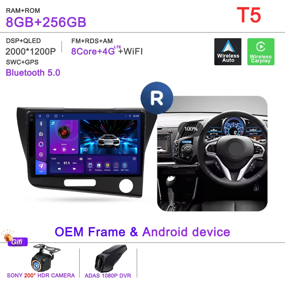 Android 16 2K Incell Scherm Multimedia Voor Honda CR-Z 1 CRZ LHD RHD 2010-2016 Stereo Head Unit GPS navigatie Hoge prestaties