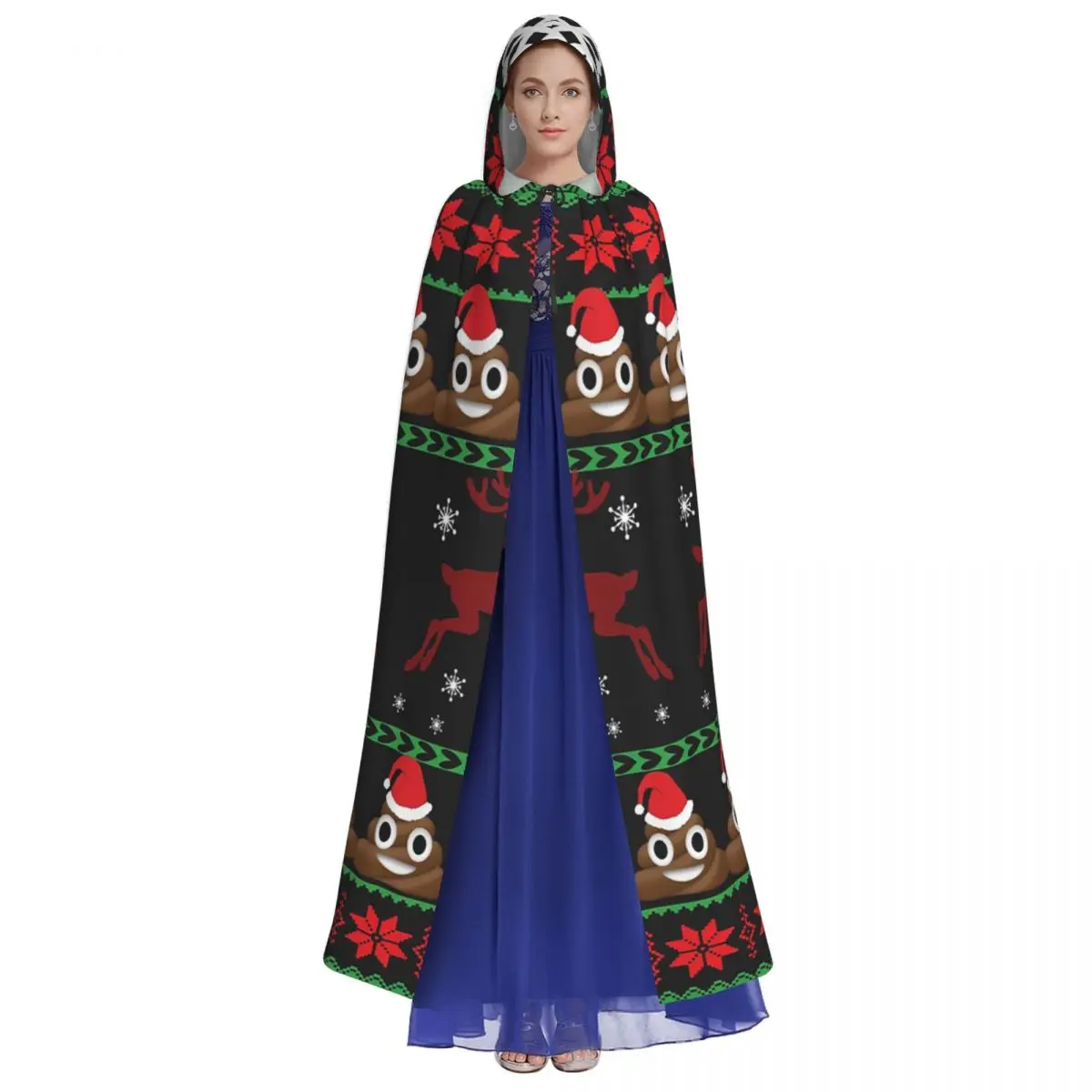 Funny Poop Christmas Gifts Ugly Funny Christmas Sweaters Style Long Hooded Cloak Witch Medieval Costume Cosplay HalloweenCoat