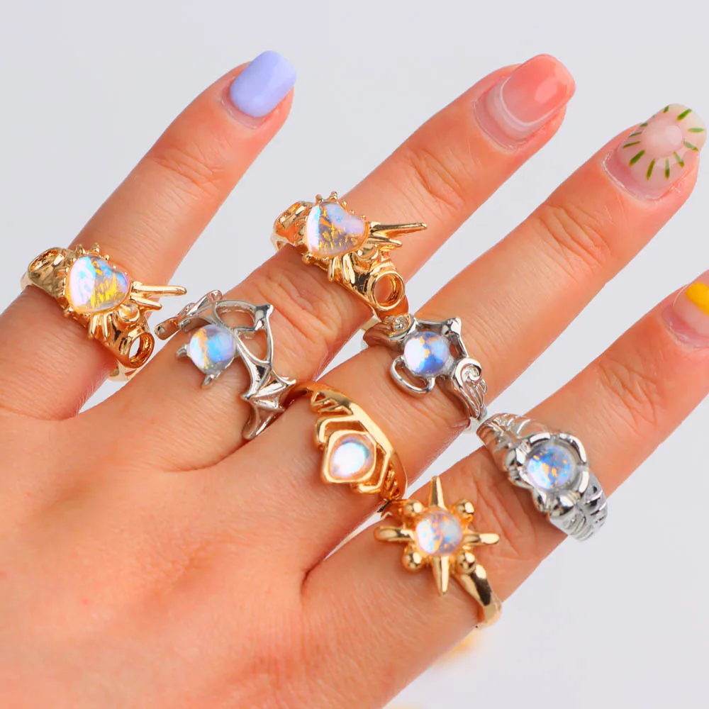 10/20/قطعة/الوحدة موضة سحر لامعة حجر الراين خواتم الاصبع للنساء مزيج نمط بسيط الزفاف المشاركة مجوهرات هدايا الحفلات