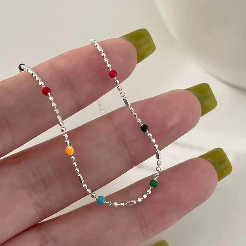 New 925 Sterling Silver Color Bracelet Simple Style Charm Bracelet Set Birthday Party Gift for Women Exquisite Jewelry