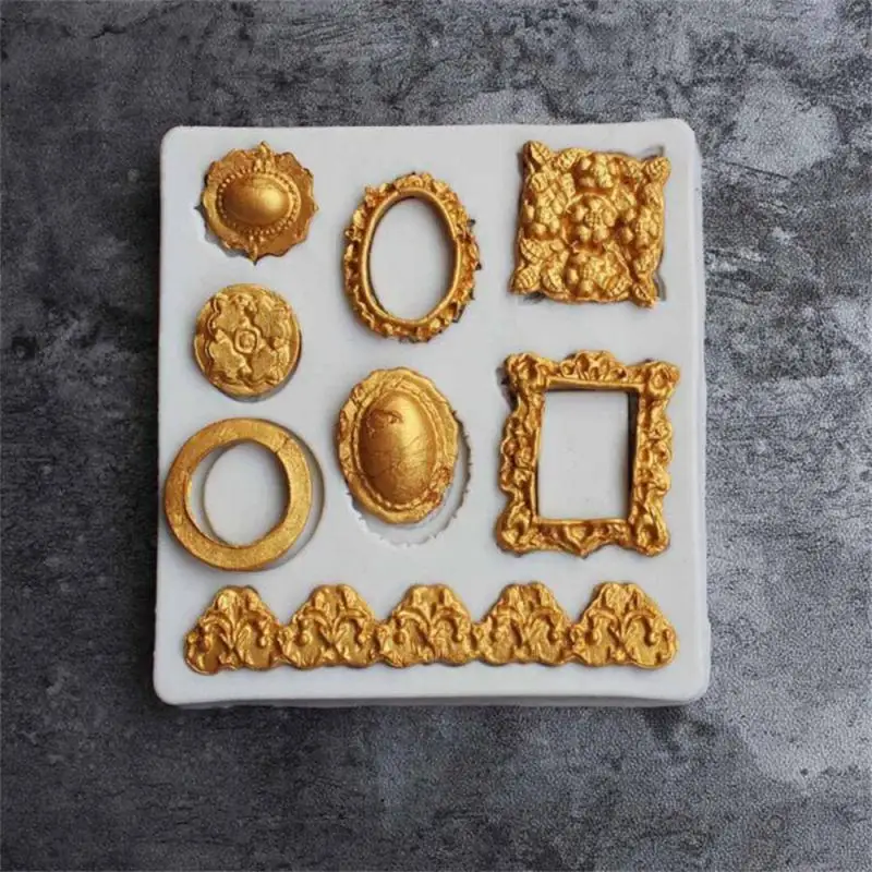 Baroque Photo Frame Fondant Mold Vintage Frame Chocolate Silicone Mold for Cake Decorating Polymer Clay Resin Mold