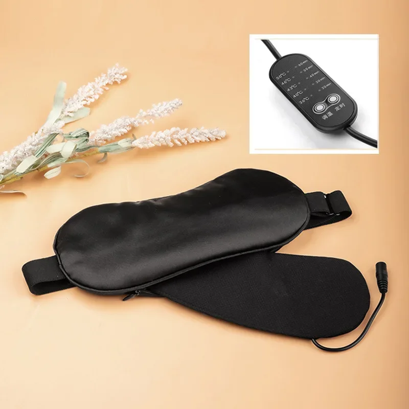 USB Heated Eye Mask Reusable USB Silk Steaming Eye Mask Eye Massager For Sleeping  Puffiness Anti Dark Circle Patch