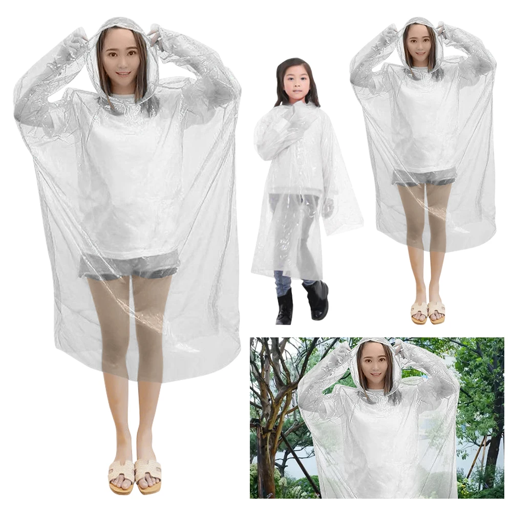 Chubasquero desechable de PE, cubierta impermeable de compresión al vacío para acampar, viajes, con capucha, embalaje de tarjeta, para exteriores, nuevo