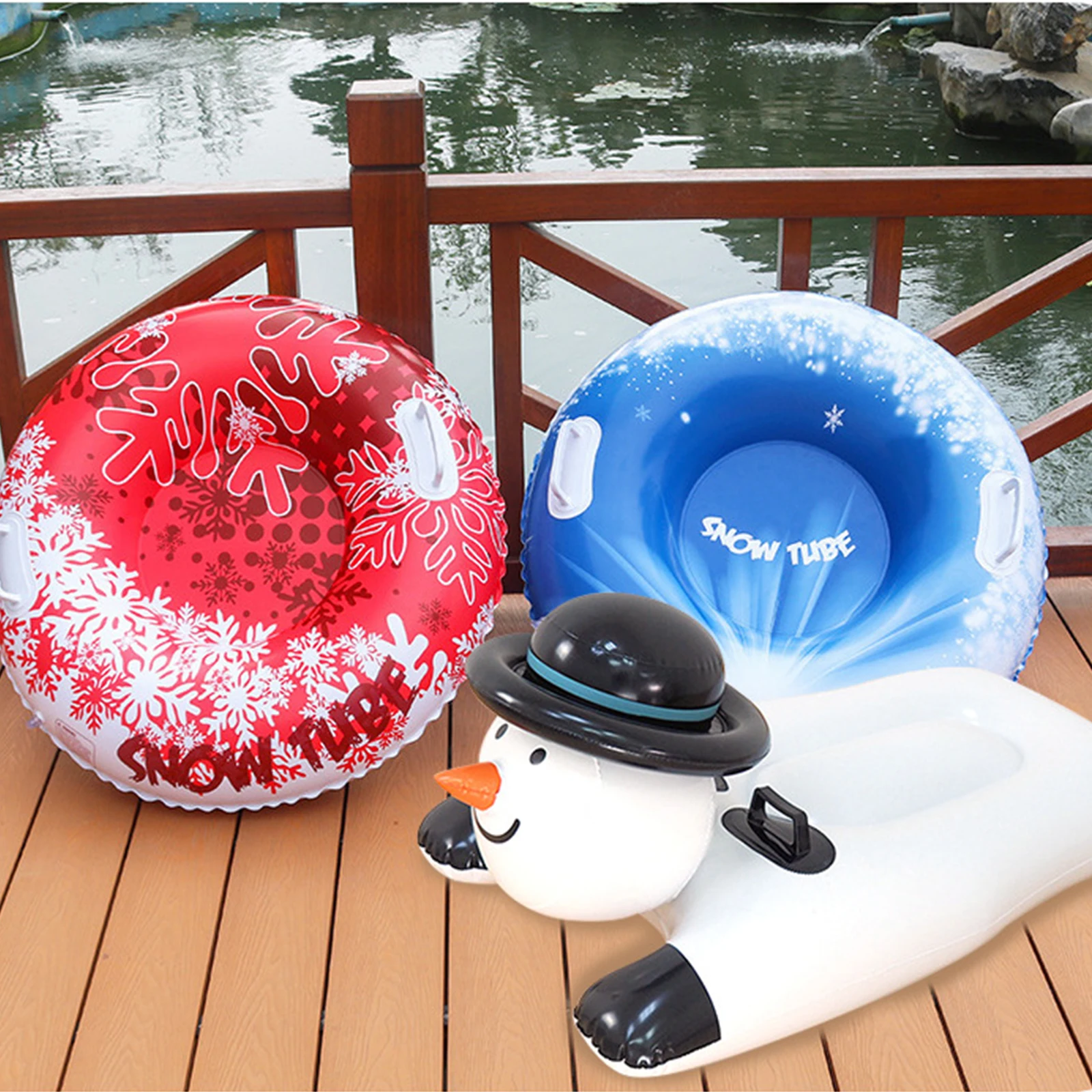 

PVC Grass Ski Board with Handles Inflatable Ski Board Wear Resist Snow Tube Sled for Outdoor Winter Family Activity