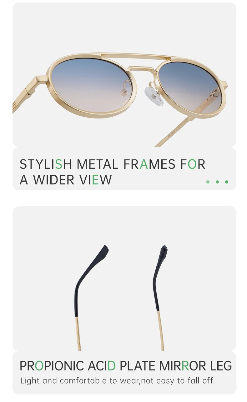 Ovale Steampunk-Sonnenbrille mit kleinem Rahmen für Damen, 2026, luxuriöse Vintage-Rundsonnenbrille für Damen, Doppelstrahl-Brille für Damen – Detail 9