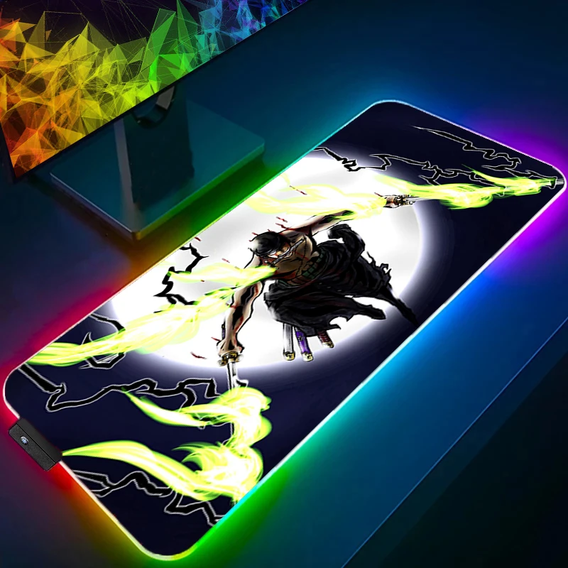 

Backlight Gaming XXL Mouse Pad one Piece Zoro LED Computer Gamer Laptop Keyboard Carpet Mouse Mat RGB Non-Slip Rubber Table Rug