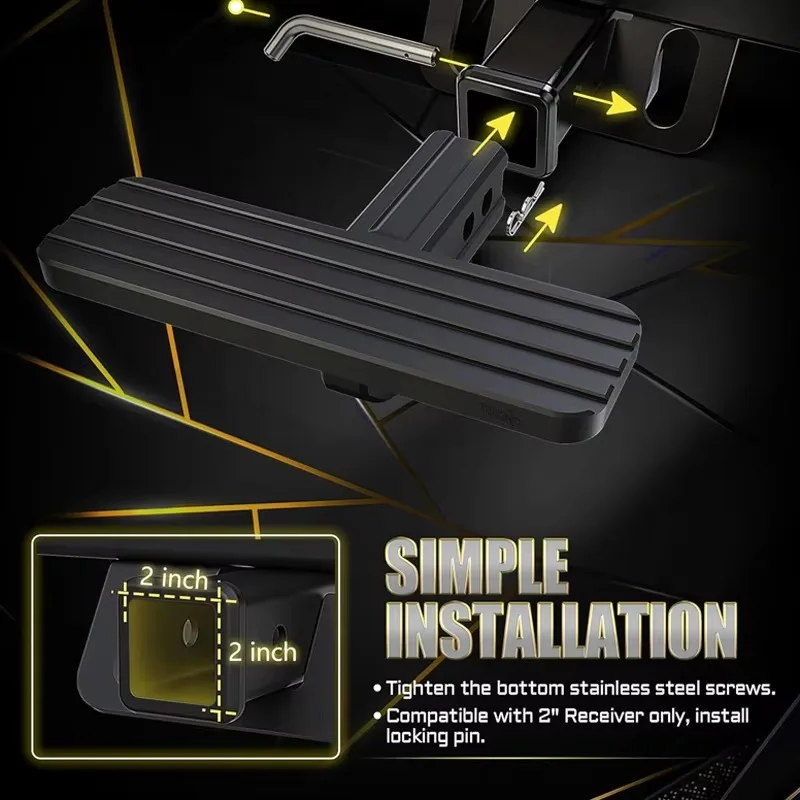 Bumper step hook slider with d-ring hook and loop combination, 2 receiver hook sliders anti-slip protection
