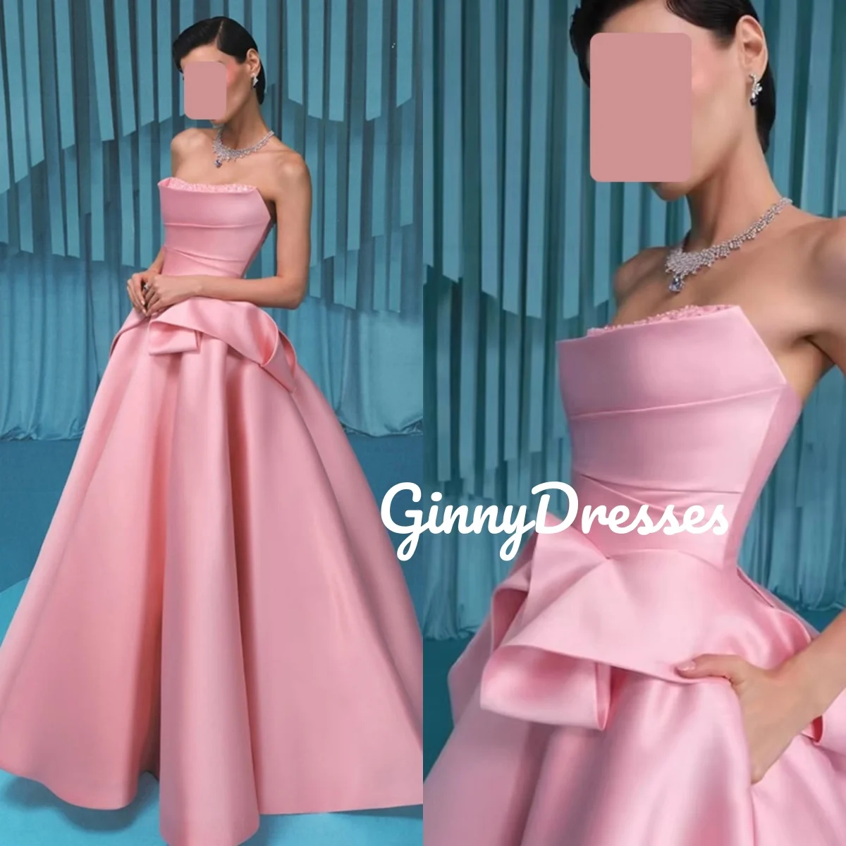 

Свадебное платье для торжественных мероприятий, индивидуальный пошив, фасон А-силуэт, без бретелек, вечернее платье в пол, без рукавов