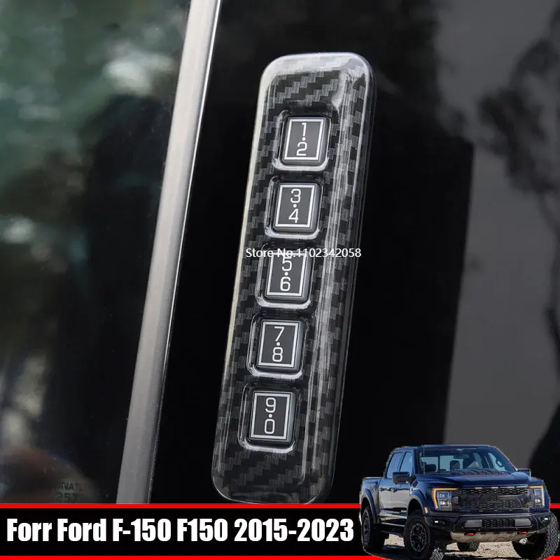 For Ford F150 F-150 2015 -2022 2023 ABS carbonfiber Door Password Lock Button Decorative Cover Car external Accessories