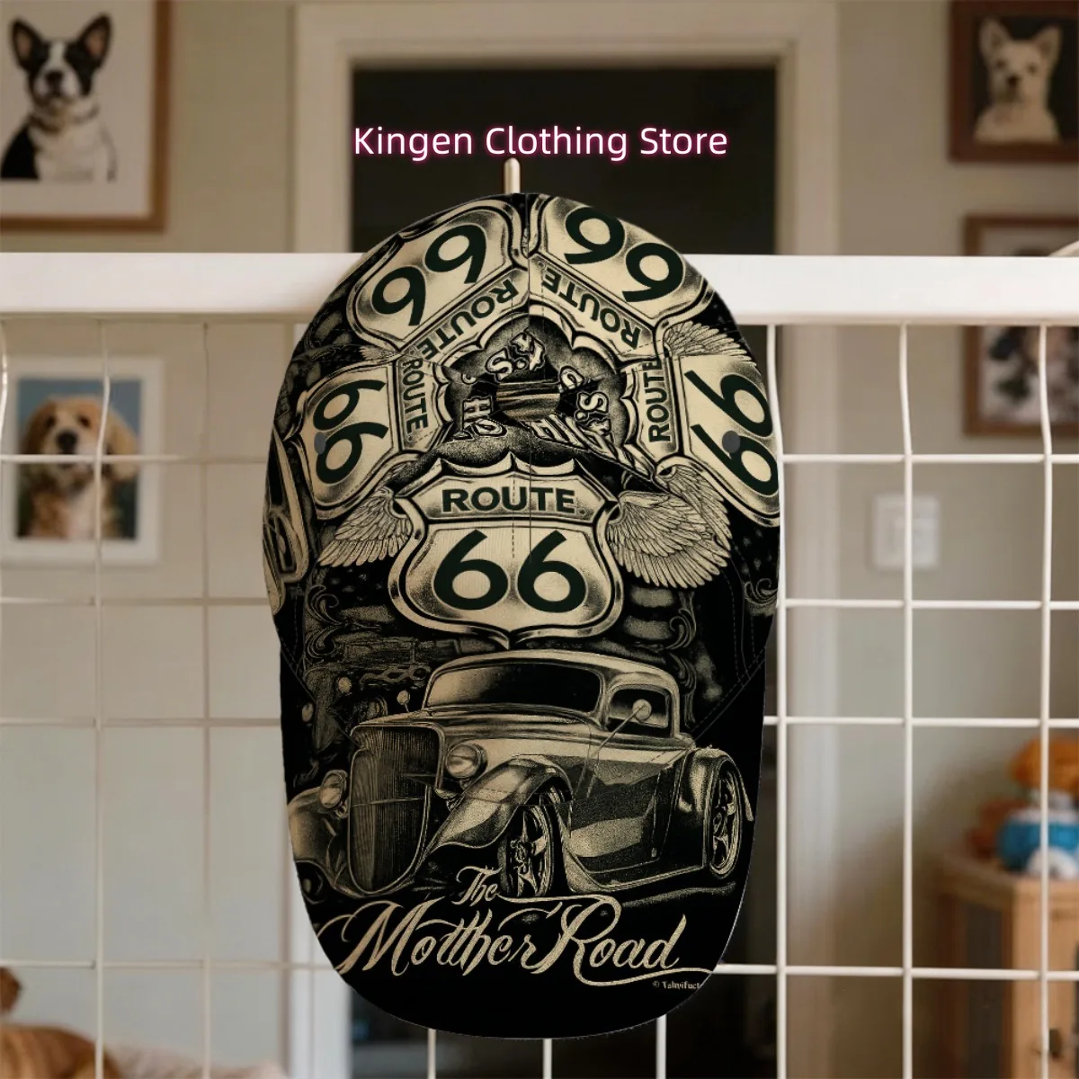 1pc Route The Mother Road Vintage Car Baseball Cap Hiking Gear Sports Cap Anniversary Gift Breathable & Lightweight Workout Cab