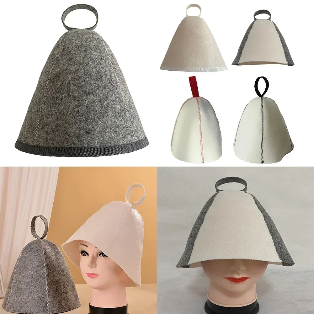 

1pcs Wool Felt Sauna Hat Keep Warm Bath Hair Protection For Skin Head Anti-Heat Spa Sauna Hat Bathroom Cap Accessories