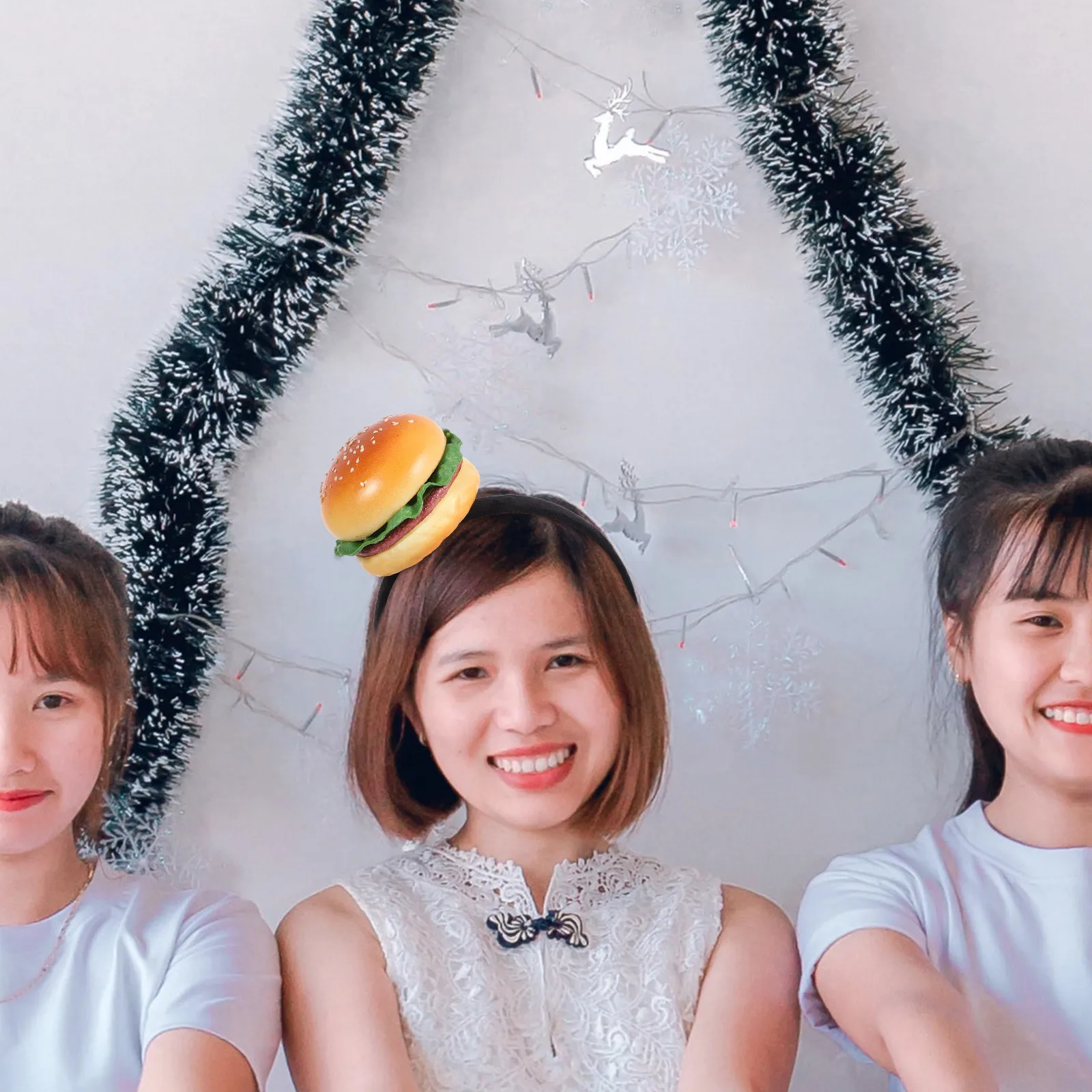 

Hamburger Shape Headband Burger Headwear for Party Selfie Cosplay Sponge Lightweight Costume Prop Photoshoot Accessory Hair Tool