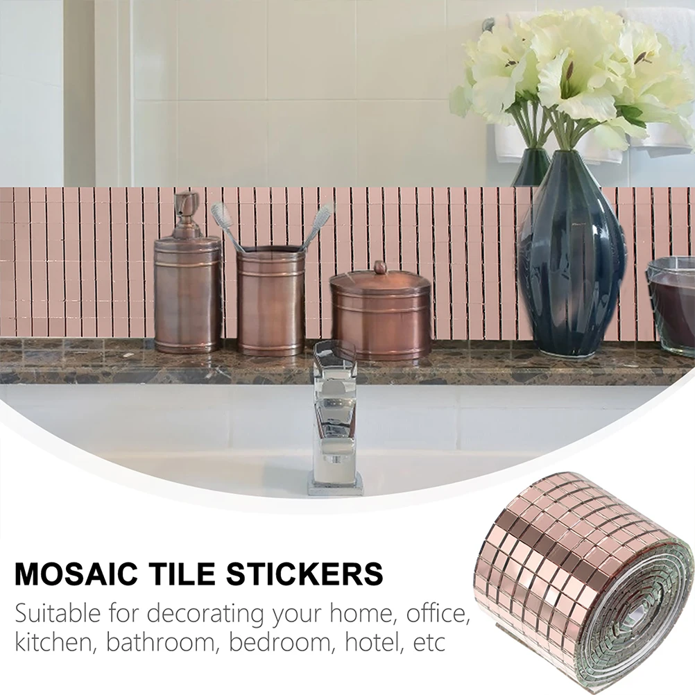 

2 Rolls Wall Stickers Tiles Mirror Decoration Adhesive Decals Square DIY