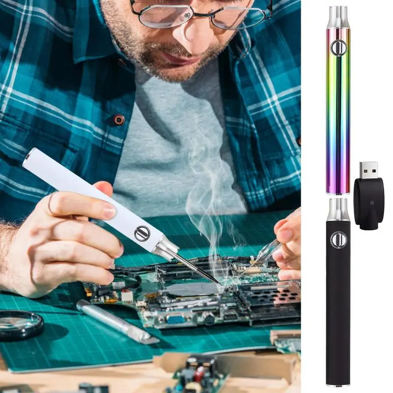 510 Thread Pen Solder Iron 3 Gear Adjustable Voltage 1100mAh Mini Soldering Iron Kit USB Rechargeable Welding Iron Tool Pen