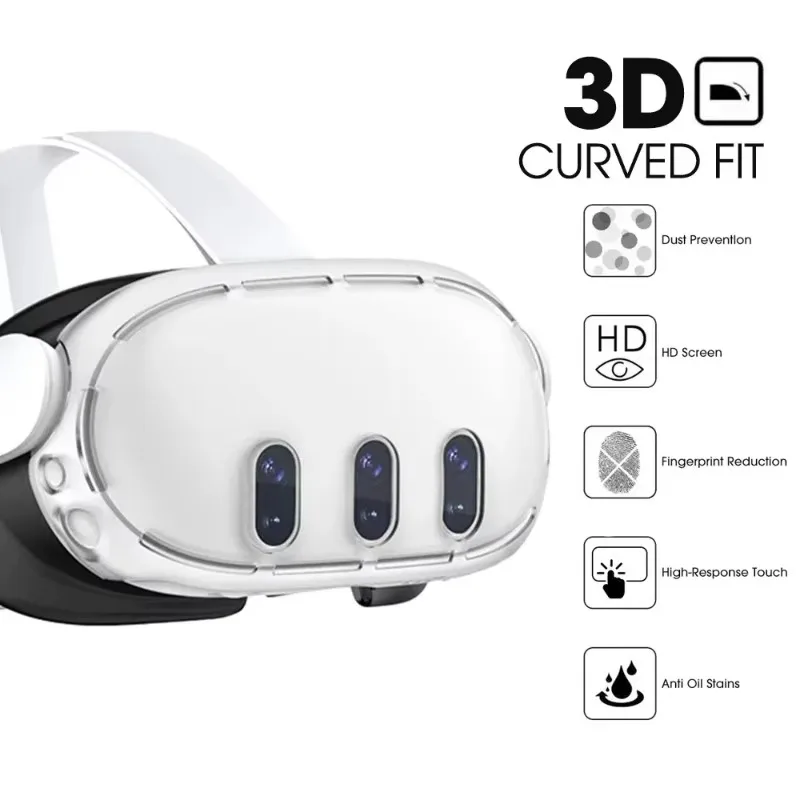 Transparent Shell Case For Meta Quest 3 VR Headset Protective Cover Camera Lens Protector Tempered Glass For Quest 3 Accessories