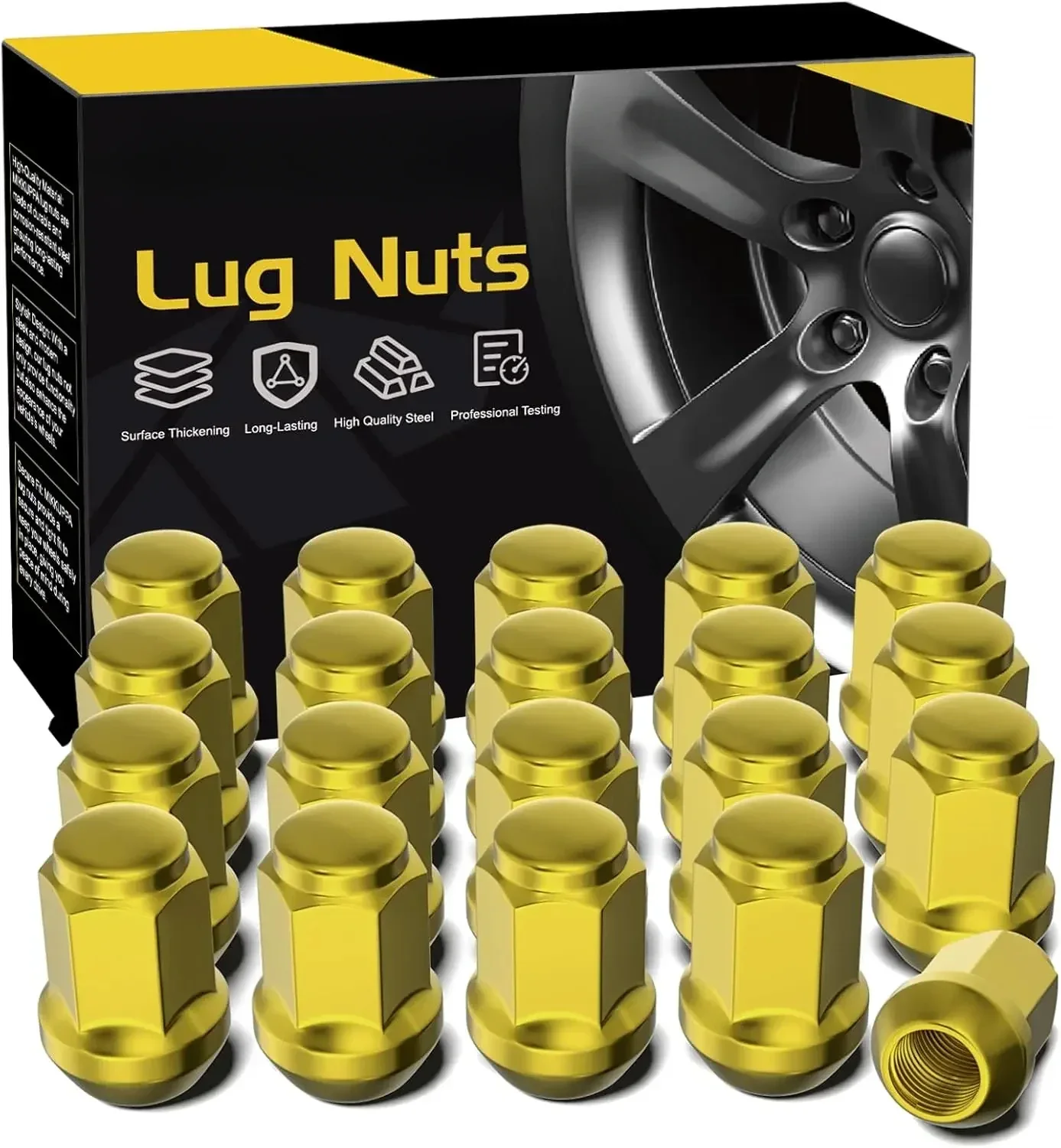 

M12x1.5 Gold Lug Nuts - Replacement for 2006-2020 Ford Fusion, 2000-2019 Ford Focus, 2001-2023 Ford Escape Aftermarket