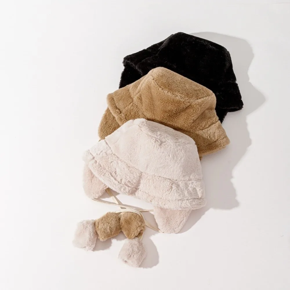 Ushanka بلون أفخم بنما قبعة مكافحة البرد يندبروف الشتاء صياد قبعة قابل للتعديل دفئا أفخم غطاء دلو يوميا