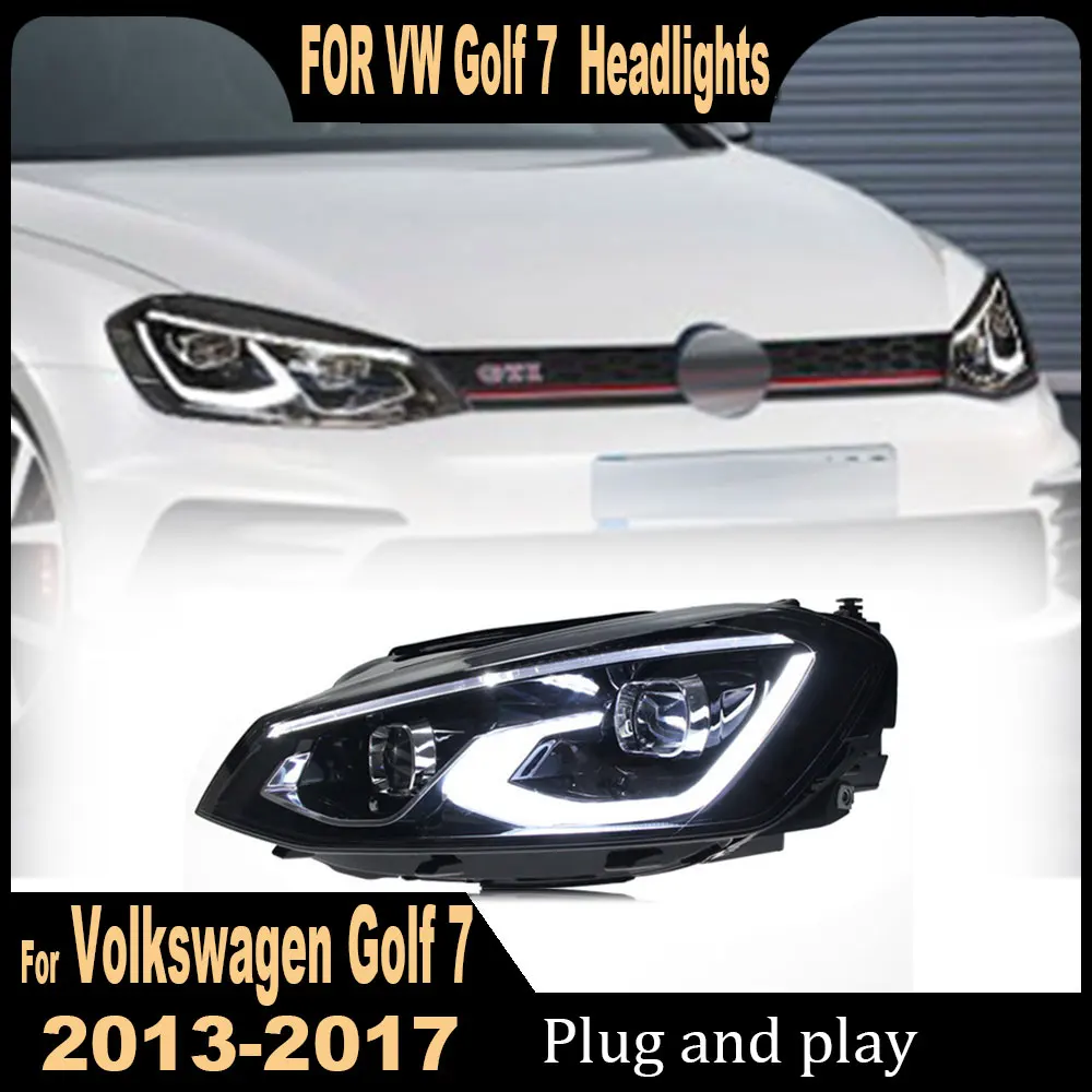 Headlights for VW Golf 7 7.5 MK7 2013 2014 2015 2016 2017 LED Head Lamp  DRL Turn Signal High Beam Angel Eye Projector Lens