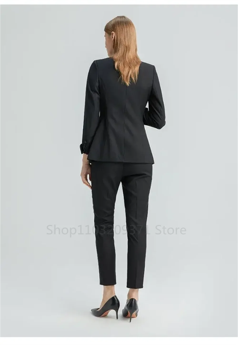 2024 Formal Plus Size Suit Black Women\'s 2-Piece Slim Fit Work Wear Business Office Jacket+Pant Female Wedding Party Tuxedo