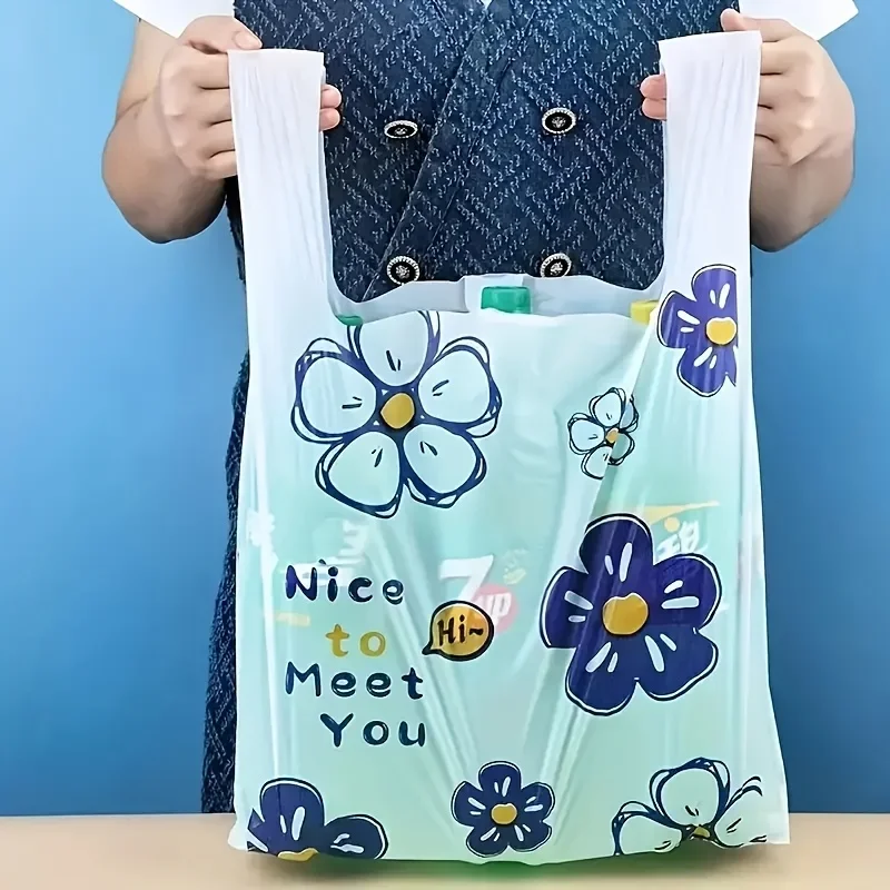 100 Stück strapazierfähige Plastiktüten, dicke und robuste Einkaufstaschen, geeignet zum Einkaufen, als Geschenkverpackung und zur Aufbewahrung. – Detail 5