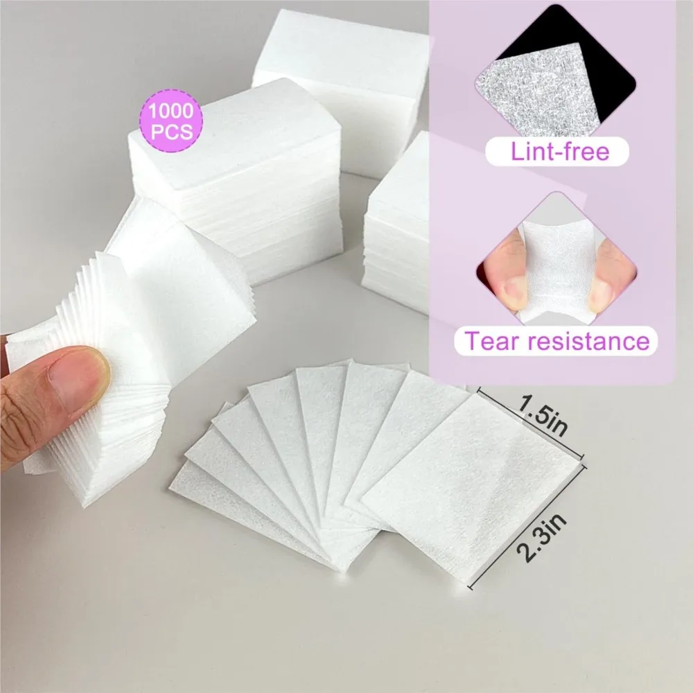 1000Pcs Lint Free Nail Wipes Gel Polish Remover Pads +2 Cuticle Pushers 100% Lint Free Nail Wipes Manicure Nail Art Supplies $1T view 2
