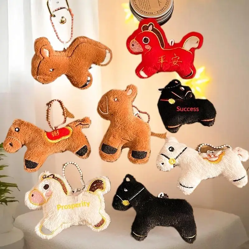 Urocza maskotka z okazji Roku Konia, pluszowa lalka, breloczek, zawieszka do torby, chiński Nowy Rok, błogosławieństwo, pamiątka, prezent.
