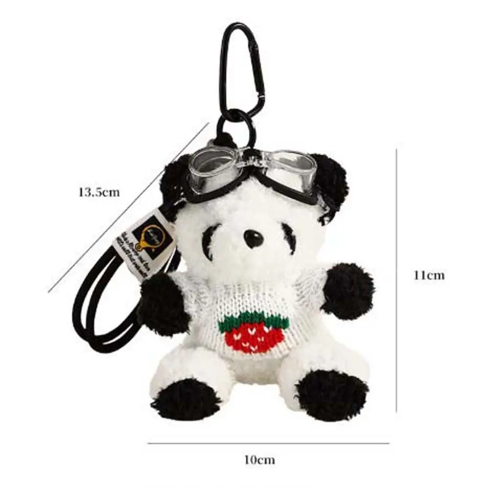 Maglione di fragole Orso pilota Portachiavi Corda appesa Borsa da scuola Decor Orso di peluche Portachiavi Abbigliamento per bambole Orso pilota