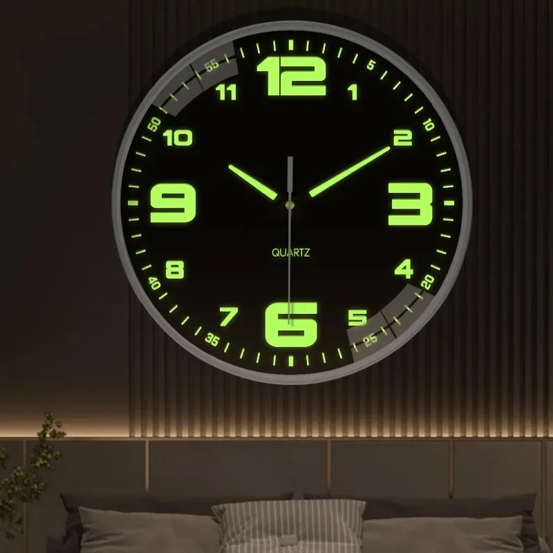 Luminous clock Bedroom silent clock wall clock Living room Modern simple creative fashion punch-free round bedroom livingroom