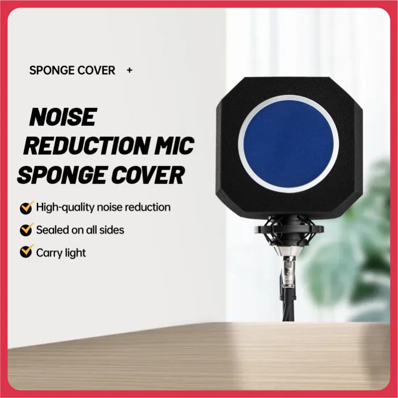 Capacitor Microphone Sponge Cover Noise Reduction Wind Screen anti-Spray Acoustic Panel Portable Recording Singing-Reverb S