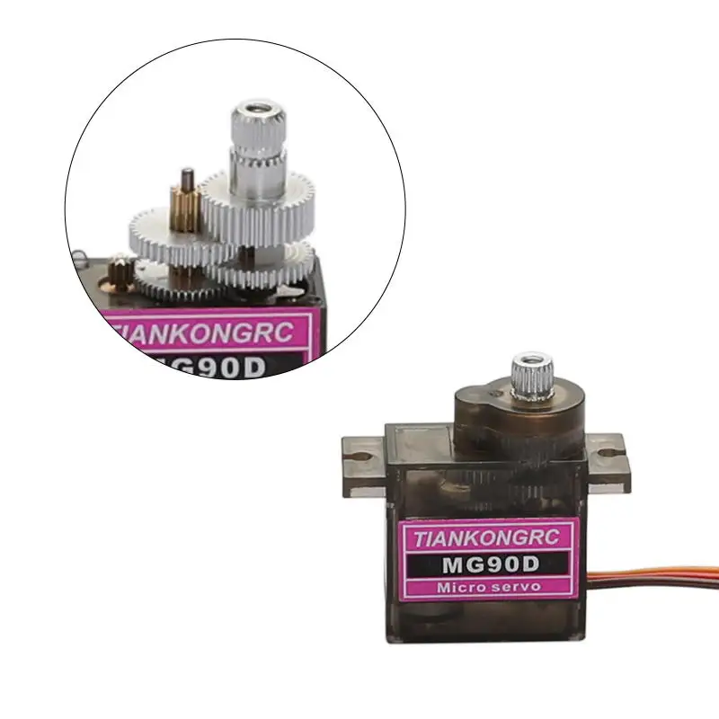 Mini servomotor MG90D de 10 piezas, 9g, rodamiento de alto par, actualizado MG90S para coche, Helicóptero, Avión, 450, Juguetes DIY, engranaje de Metal