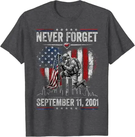 Vergiss den 11. September 2001 nie – Gedenktag T-Shirt mit amerikanischer Flagge, Y2k Herrenmode, patriotisches Grafik-T-Shirt mit Spruch, weiche Baumwolle – Detail 11