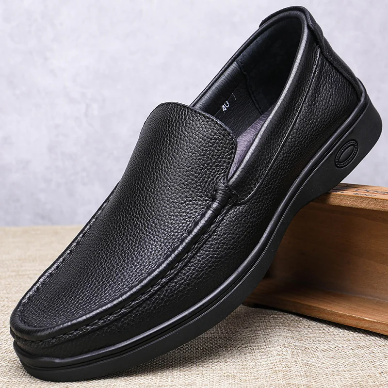 Leather Slip-On Driving Shoes Casual Breathable Anti-Slip Middle-Aged And Elderly Men's Footwear Versatile Comfortable Summer...