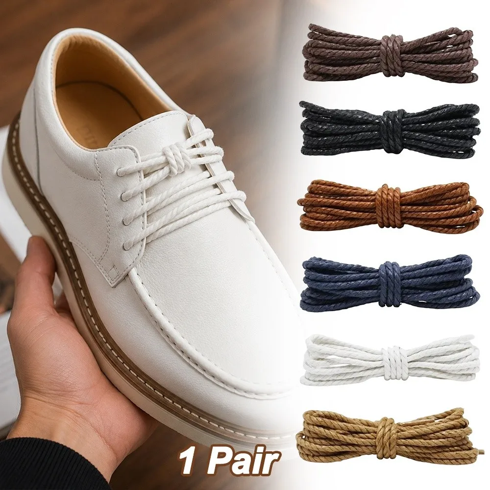 Durable Leather Waxed Shoelaces Round Replace Boot Laces Cotton Waterproof Shoe Shoestring Shoes Accessories