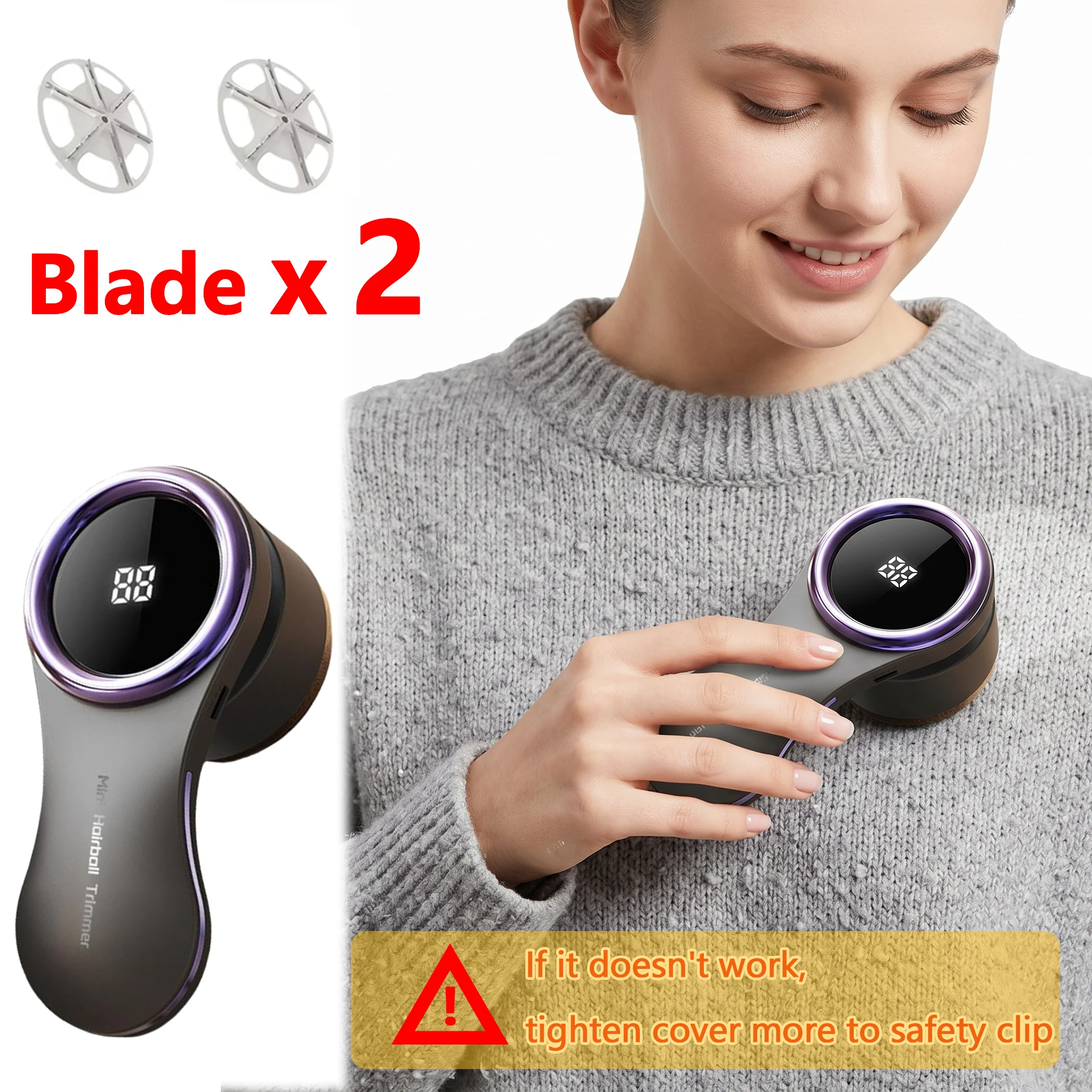 Removedor de Pelusas Eléctrico, Afeitadora de Telas con Pantalla LCD, Recargable por USB, Portátil, Eliminador de Bolitas de Ropa, Recortador de Pelos para el Hogar