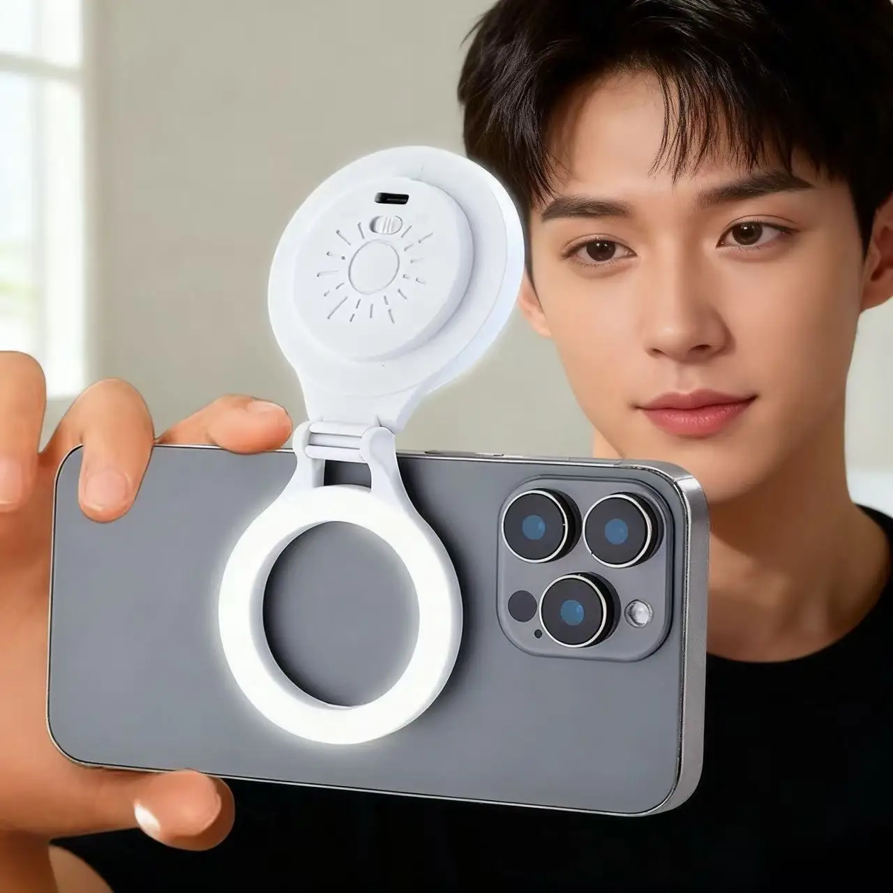 아이폰용 MagSafe 마그네틱 필 라이트 휴대용 셀카 뷰티 램프: 미백, 조명 조절 가능, 범용 호환성