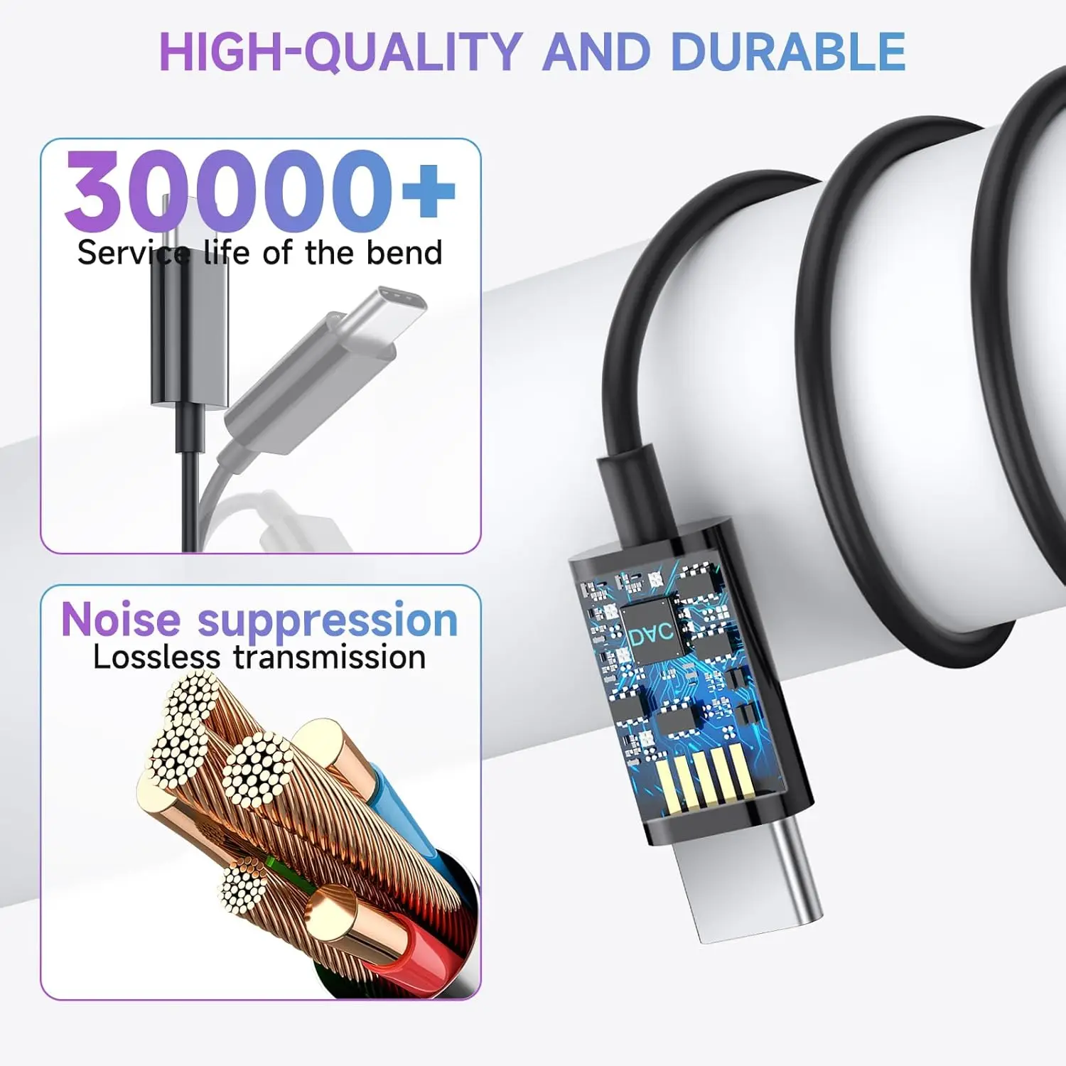 HiFi صوت بدون فقدان مع ميكروفون سماعة Type-C/3.5mm سماعات رأس سلكية للموسيقى لهاتف Google Pixel 9 8 7 Samsung S25 S24 S23 S22 Xiaomi