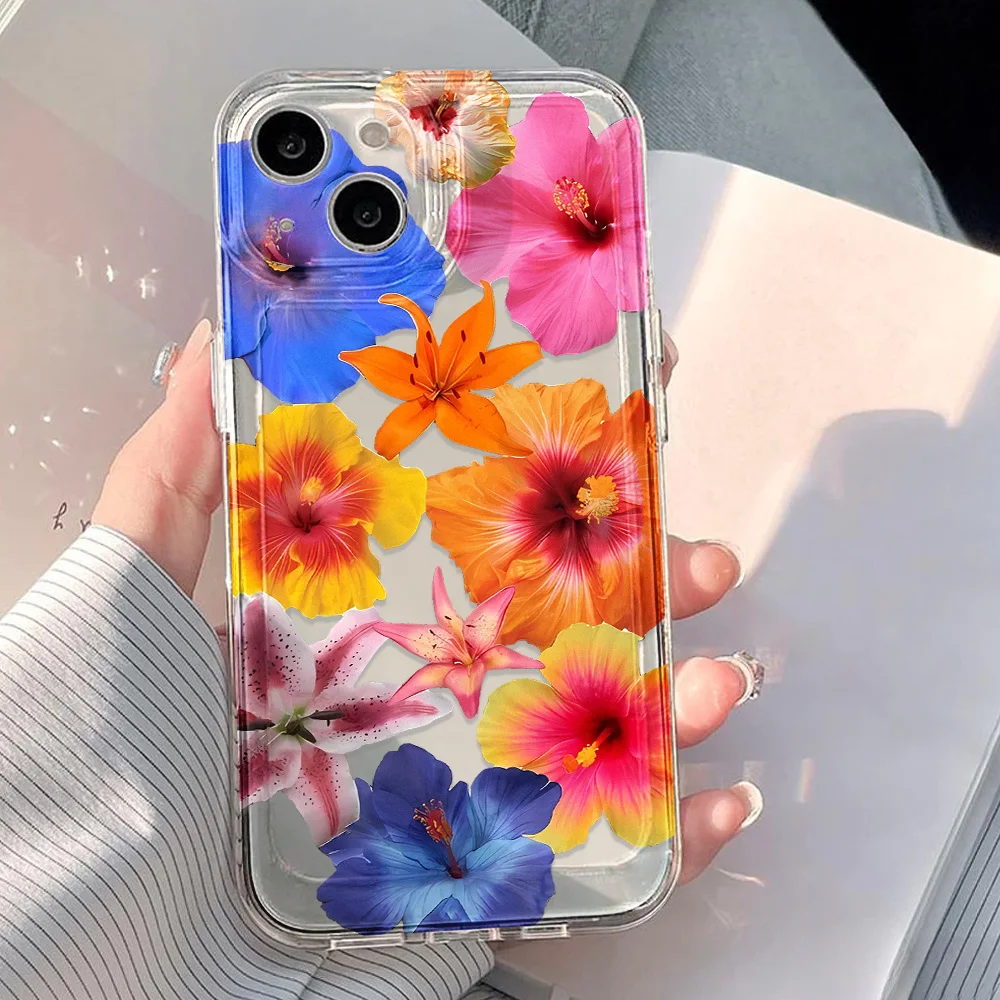 زهرة الزنبق الوردي آيفون 17 16 11 15 12 13 14 برو ماكس حافظة 17 الهواء 17 برو ماكس آيفون 11 آيفون 17 واضح الغطاء الخلفي الوفير فوندا