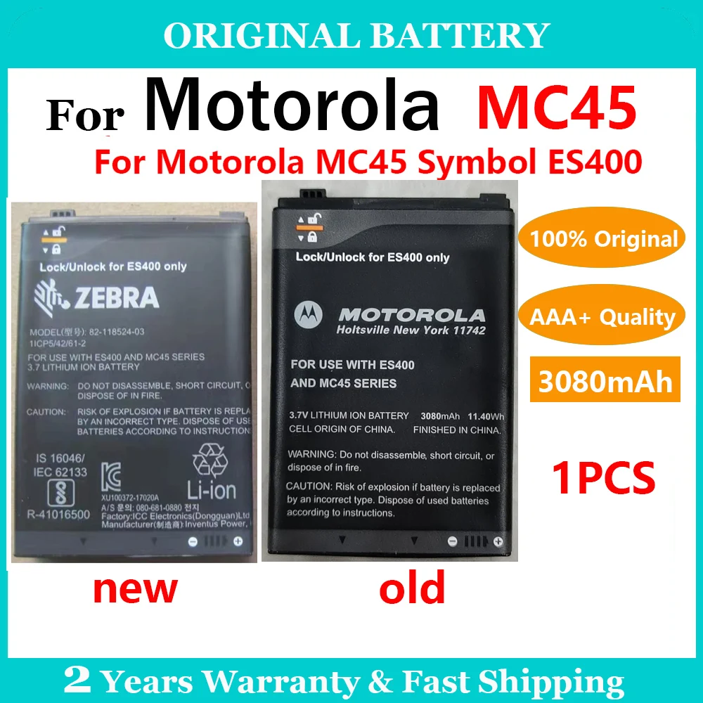 

100% Original 3080mAh MC45 82-11854-03 Battery For MOTO Motorola ZEBRA Symbol MC45 ES400 Replacement Batteries Phone Bateria