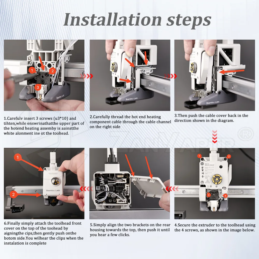 Untuk Bambu Lab A1 / A1 Mini Hotend Heating Assembly 3D Printer Hotend Heating Component Mounting Accessories