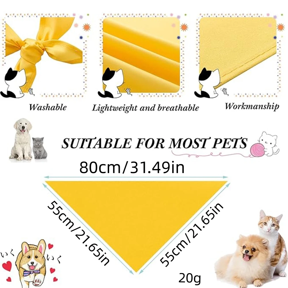 10PCS Large Dog Triangle Towel Dog Bandanas Adjustable Solid Color Pet Towel Scarf For Dogs and Cat Triangle Bib Pet Supplies