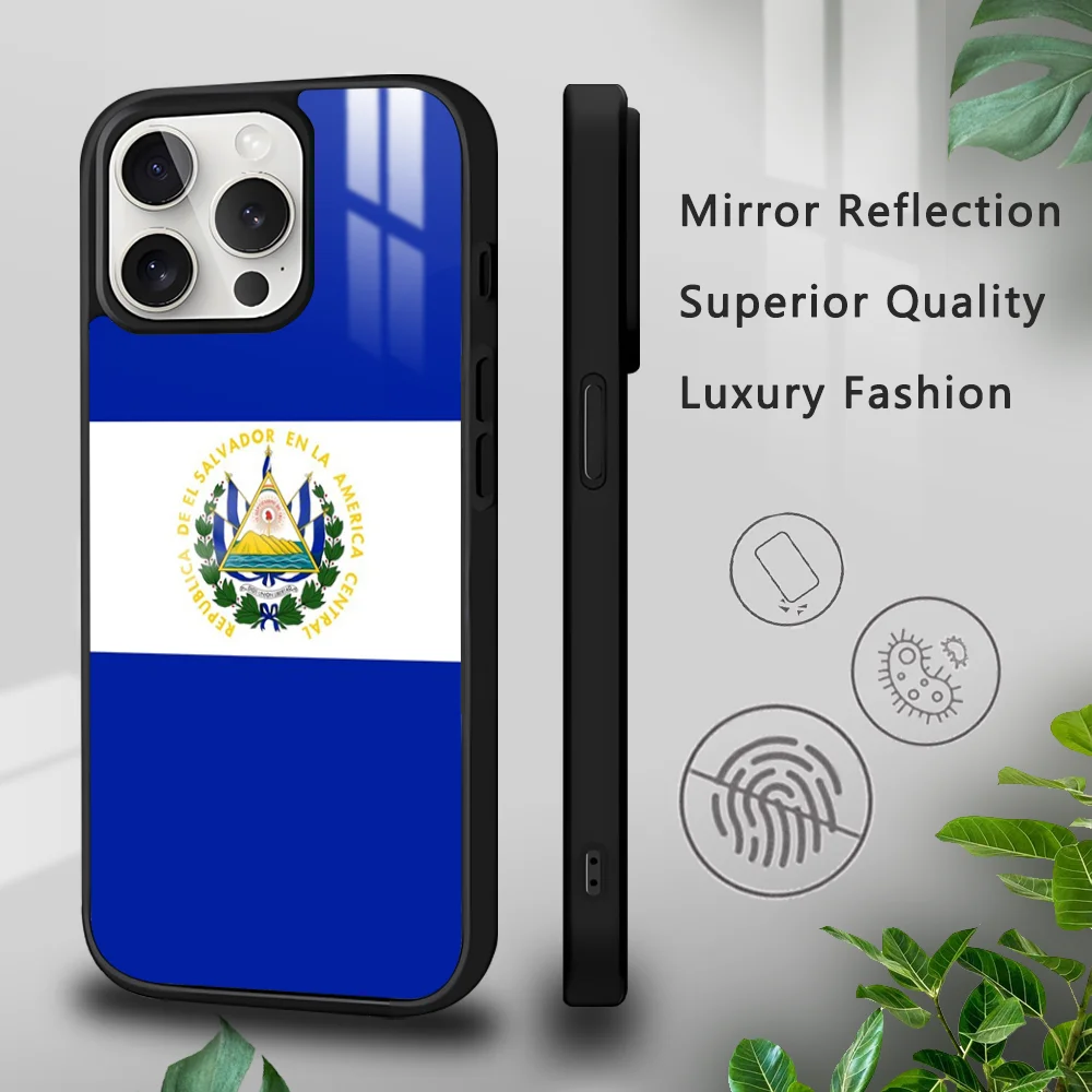 El Salvador Flag Phone Case For iPhone 16 15 14 13 12 11 Pro Xs Max Mini Plus Celulares Hard Funda Dropshipping image 2