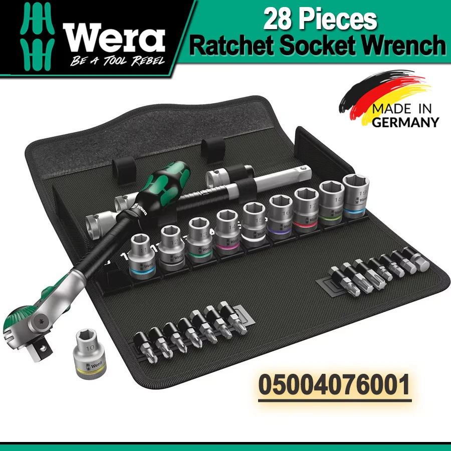 Wera 28 Pcs Zyklop Speed Ratchet Socket Wrench Set 1/2