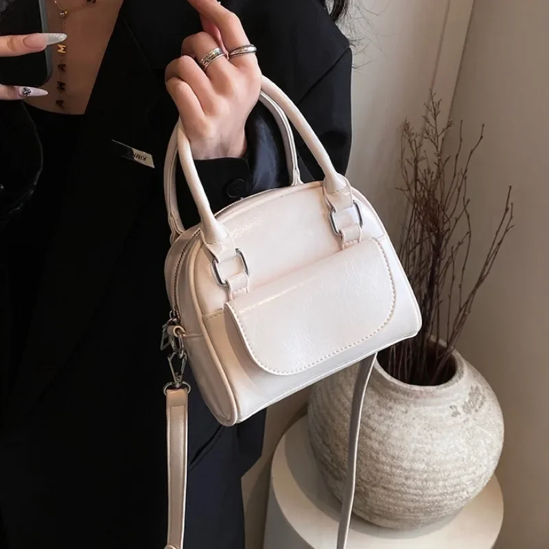 Xiuya Vintage Red Womens Handbag Korean Style Fashion Wedding Small Shoulder Bag Leather Exquisite Casual Female Crossbody Bag