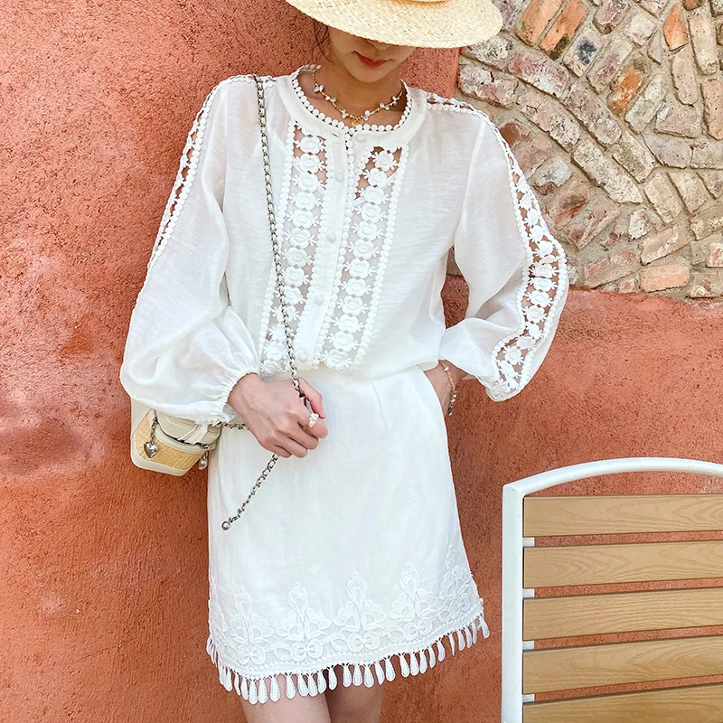 

French Style Long Sleeve White Shirt Women's Loose Fit Silk Cotton Blend Elegant Ladylike Perfume Wind Shirt Spring 2026