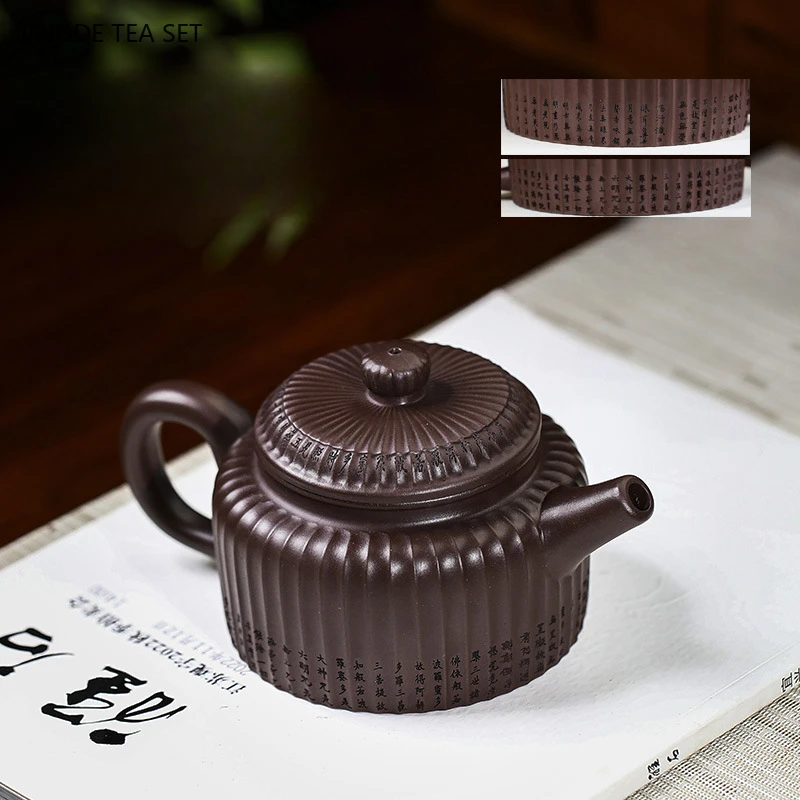 17x9cm Handmade Purple Clay Pot Home Collection Purple Eggplant Mud Heart Jingdezhong Brewing Tea Pot