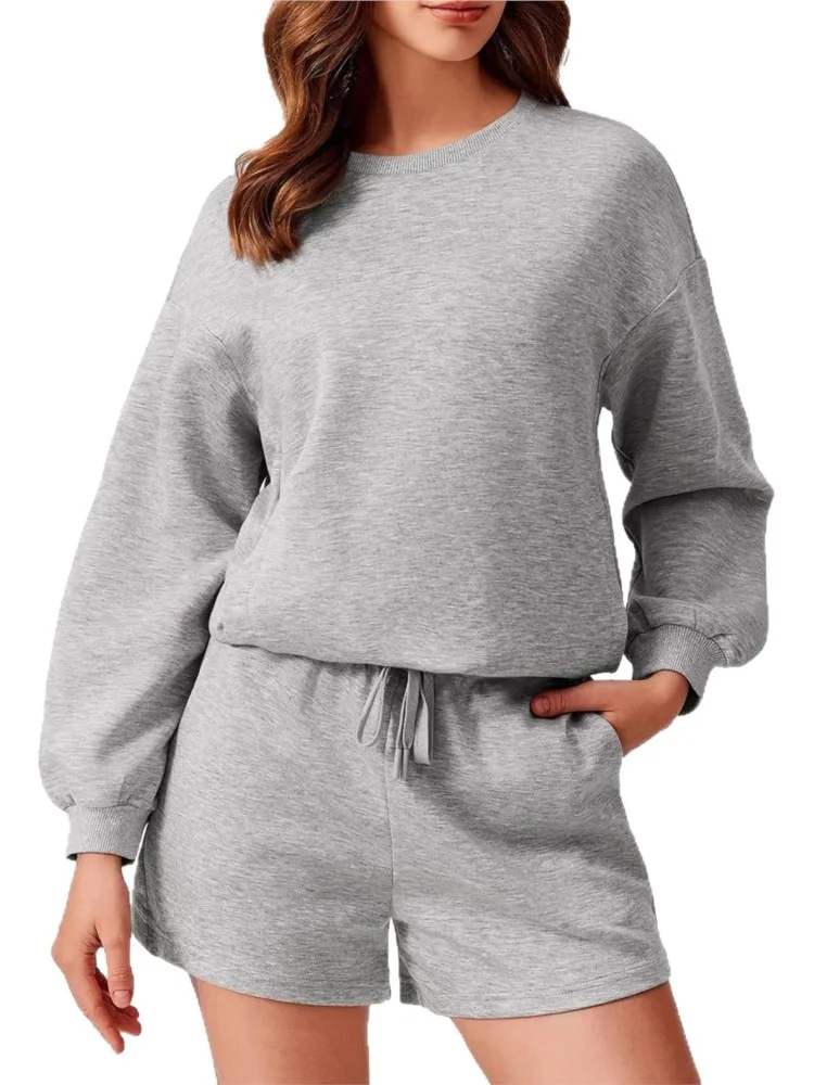 المرأة 2 قطعة ملابس رياضية مجموعة عادية كم طويل البلوز السراويل 2 قطعة مجموعة جديد الخريف موضة عادية قطعتين ملابس امرأة