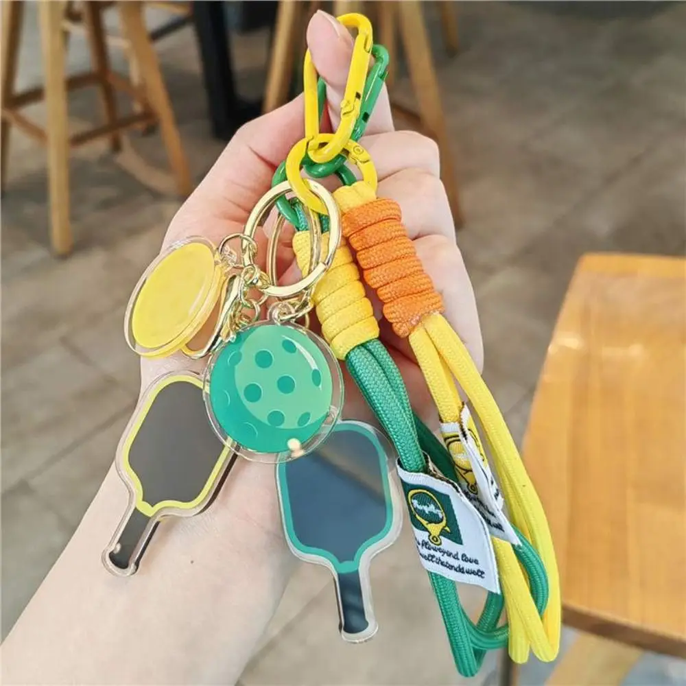 New Acrylic Pickleball Paddle Keychain Detachable with Lanyard Pickleball Key Ring Fitness Series Pendant Bag Accessories