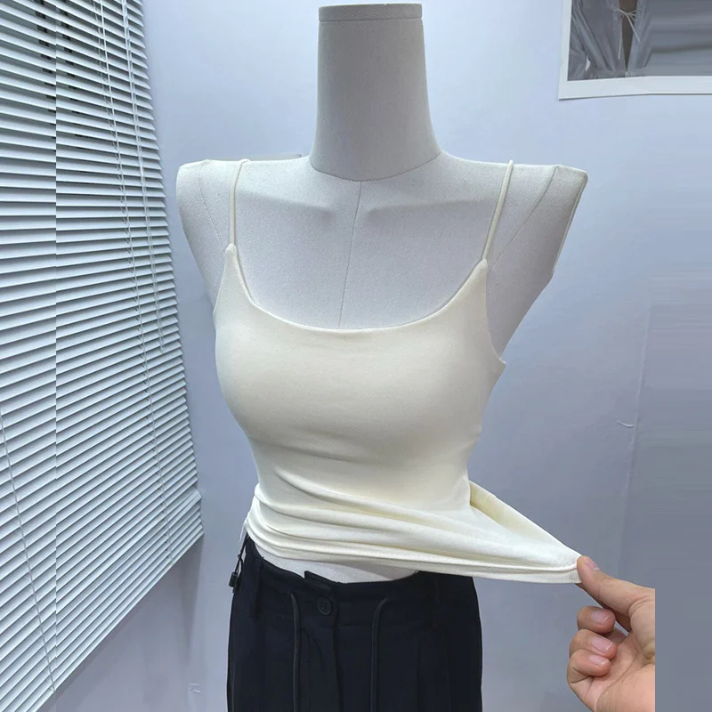 Women's Small Strap Vest Summer Outerwear Beautiful Back Bra Integrated Suit Inner Match Base Pad White Shirt