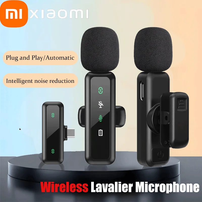 ميكروفون Xiaomi اللاسلكي Lavalier صغير محمول لتسجيل الصوت والفيديو لألعاب البث المباشر لهاتف iPhone Android